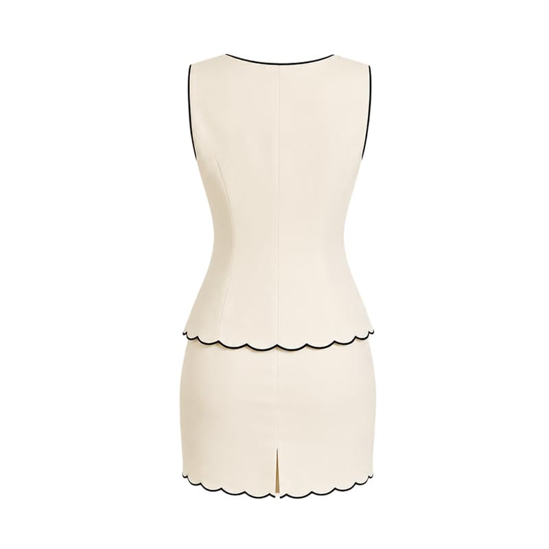 Valeria Noiré Scallop Tailored Set - Ivory