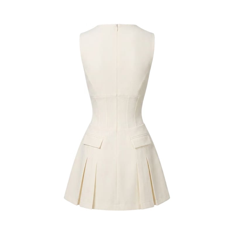 Valeria Plunge Tailored Mini Dress - Ivory