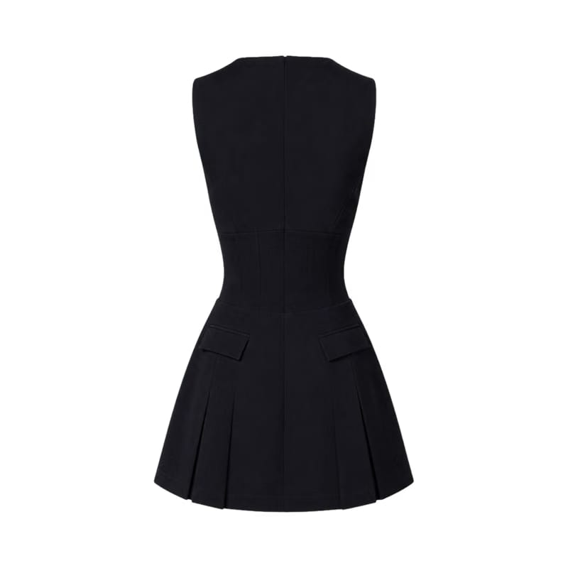 Valeria Plunge Tailored Mini Dress - Noir