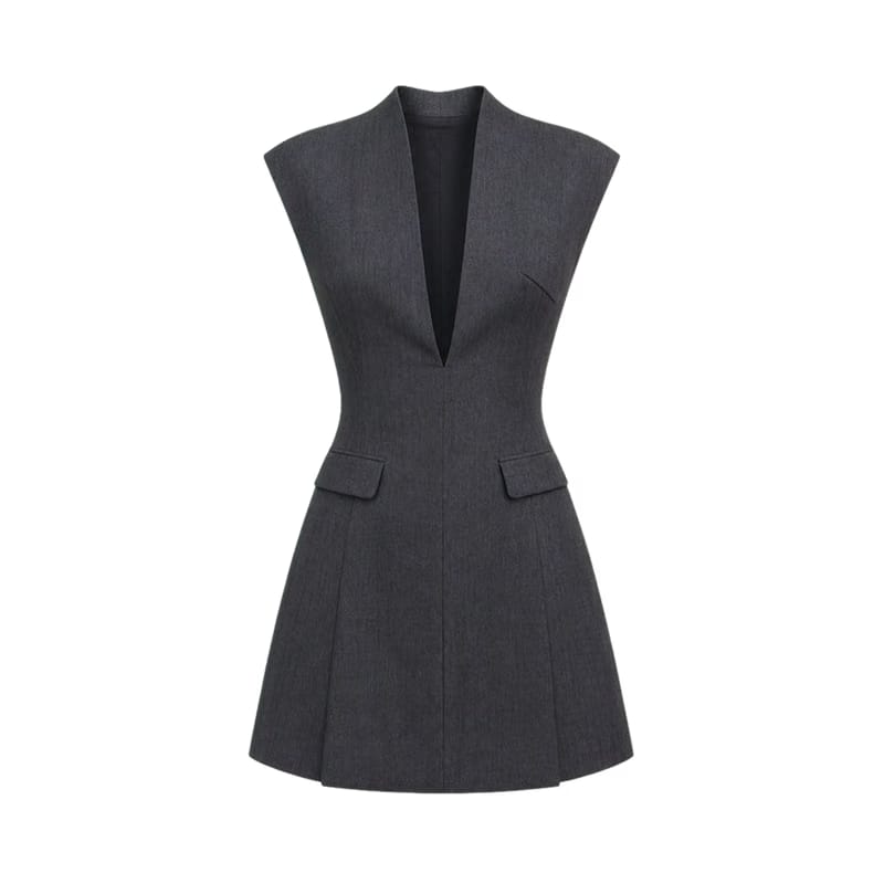 Valeria Sculpted Blazer Mini Dress - Charcoal Grey