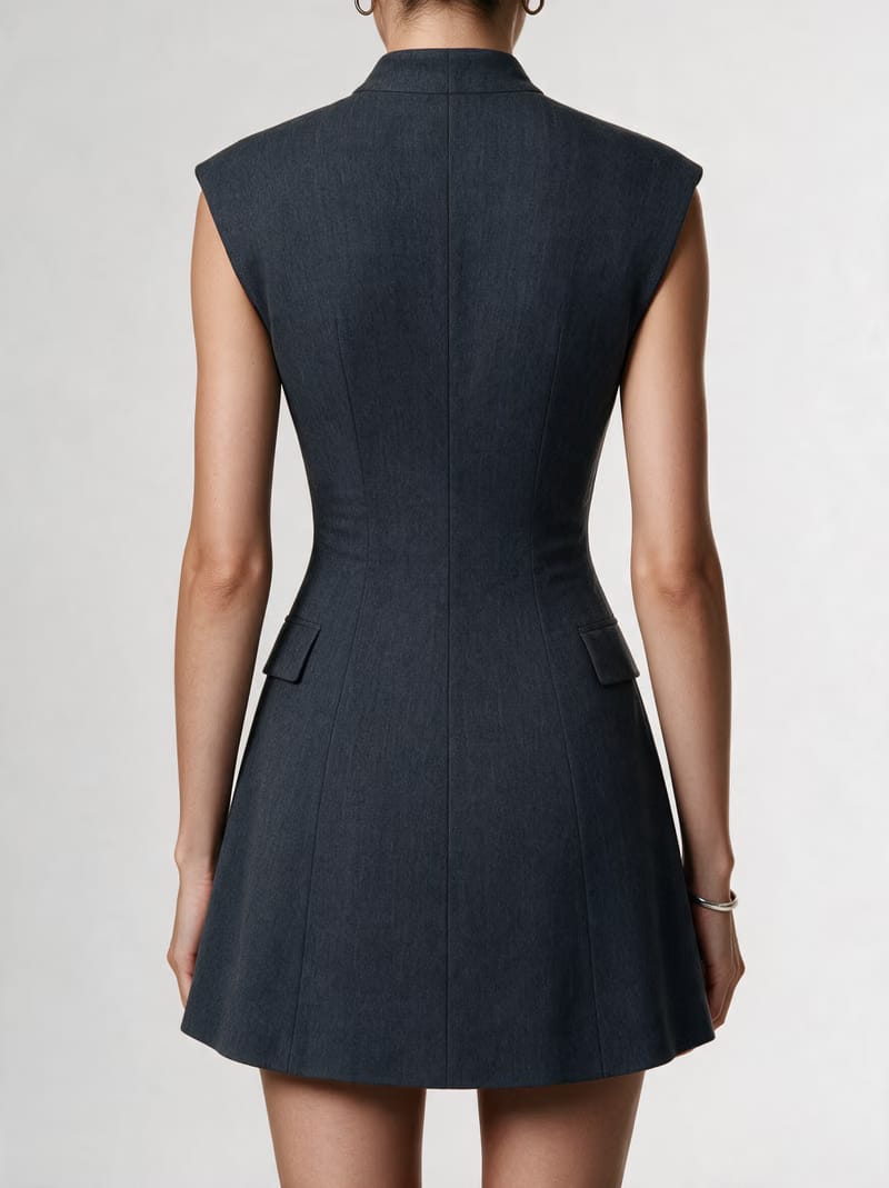 Valeria Sculpted Blazer Mini Dress - Charcoal Grey