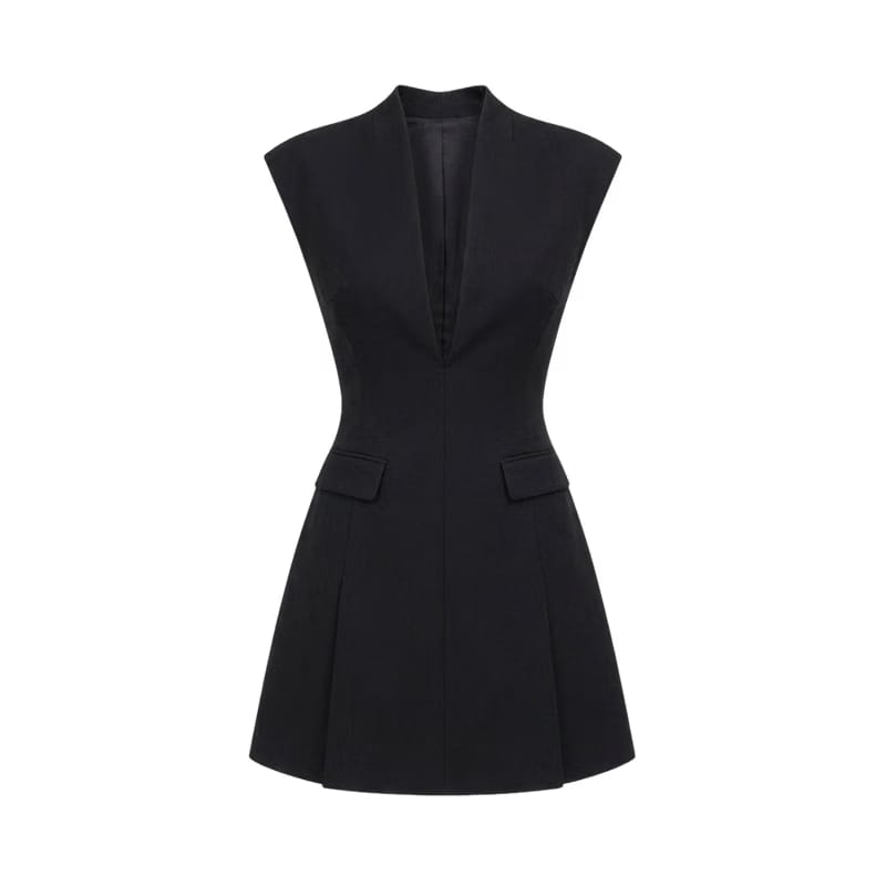 Valeria Sculpted Blazer Mini Dress - Noir