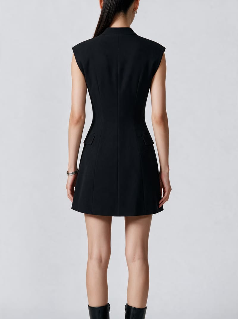 Valeria Sculpted Blazer Mini Dress - Noir