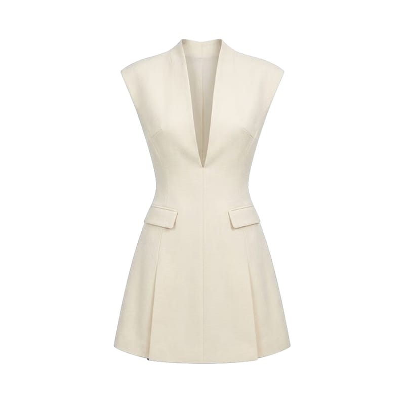 Valeria Sculpted Blazer Mini Dress - Warm Ivory