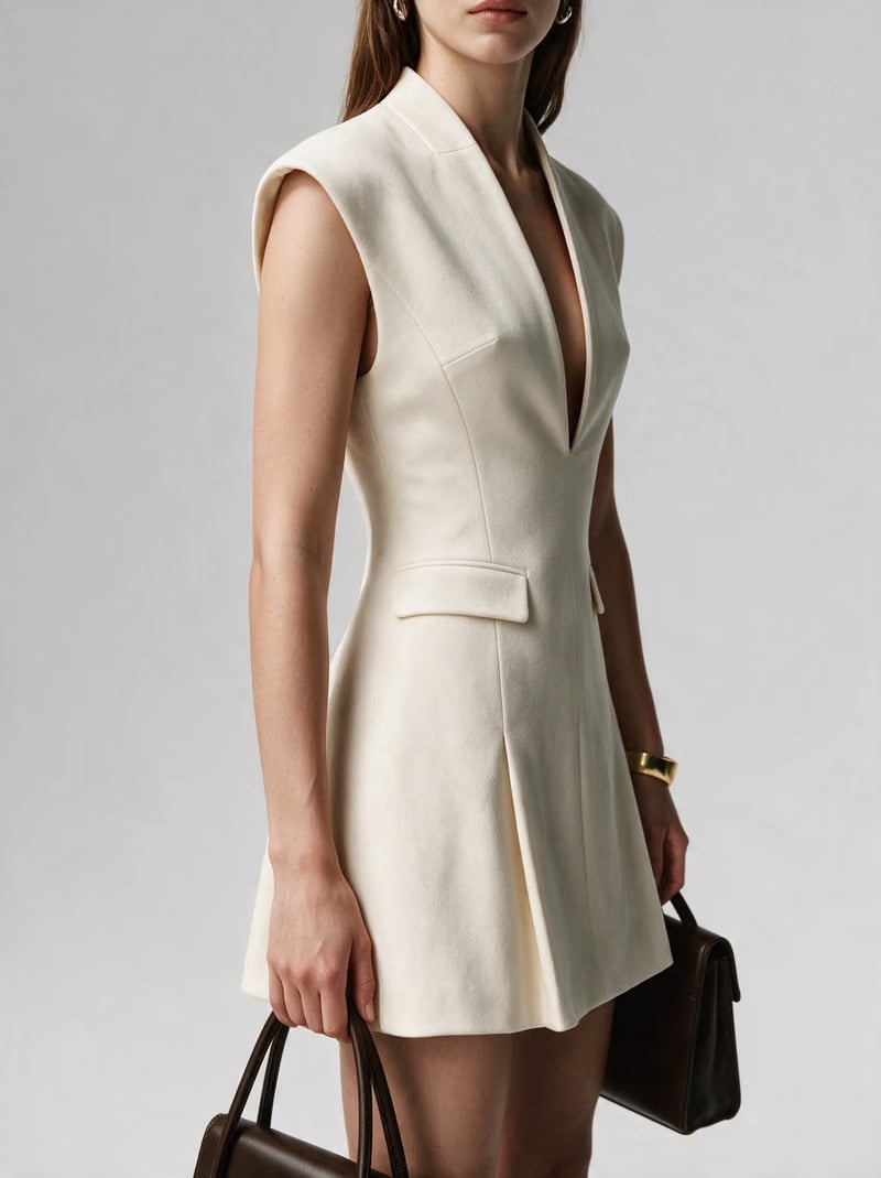 Valeria Sculpted Blazer Mini Dress - Warm Ivory