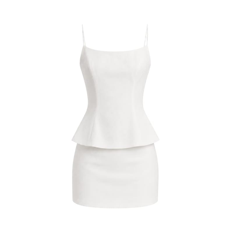 Valeria Sculpted Peplum Set Back - Porcelain White