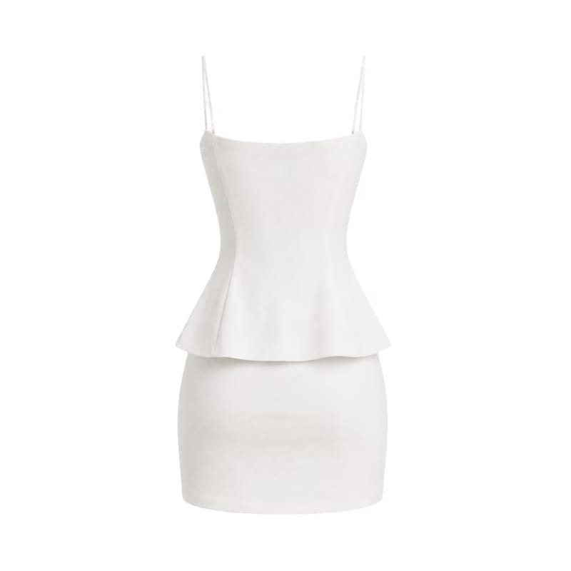 Valeria Sculpted Peplum Set Back - Porcelain White