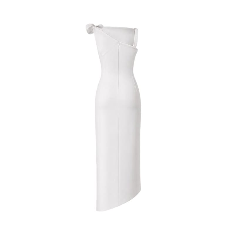 Valeria Twisted Foldover Midi Dress - White