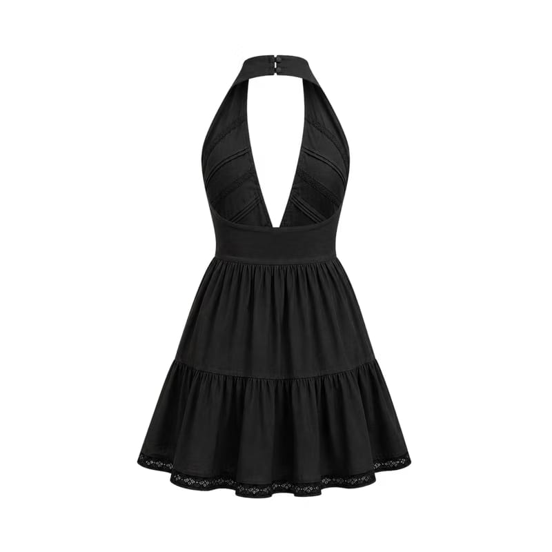 Valeria Twisted Halter Mini Dress - Black