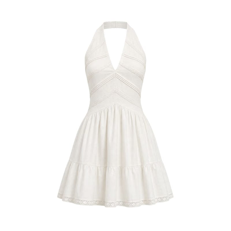 Valeria Twisted Halter Mini Dress - Off White