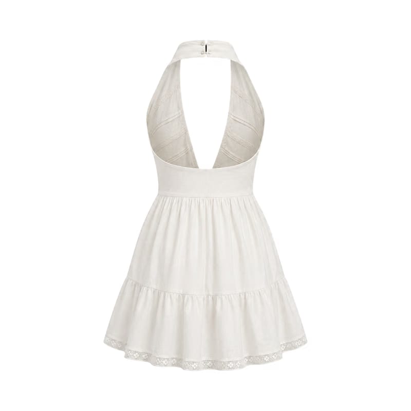 Valeria Twisted Halter Mini Dress - Off White