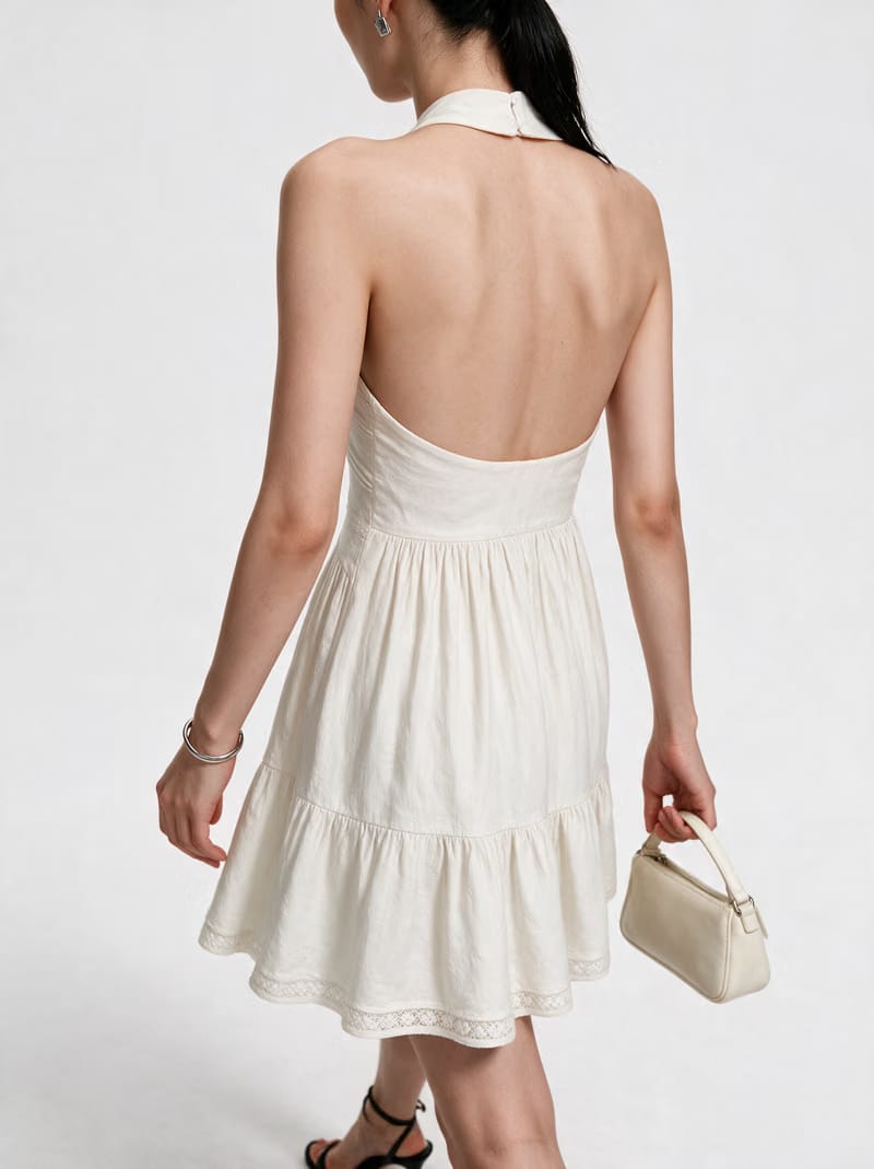 Valeria Twisted Halter Mini Dress - Off White