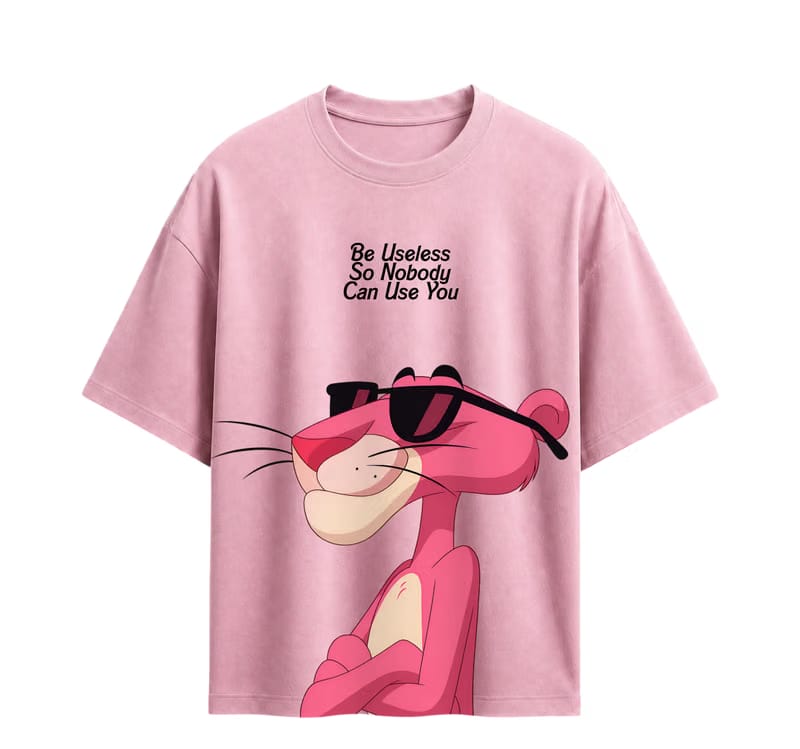 Forfksake Pink Panther Useless Graphic T-Shirt Pink
