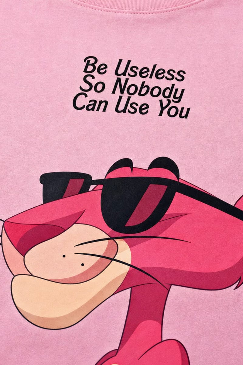 Forfksake Pink Panther Useless Graphic T-Shirt Pink