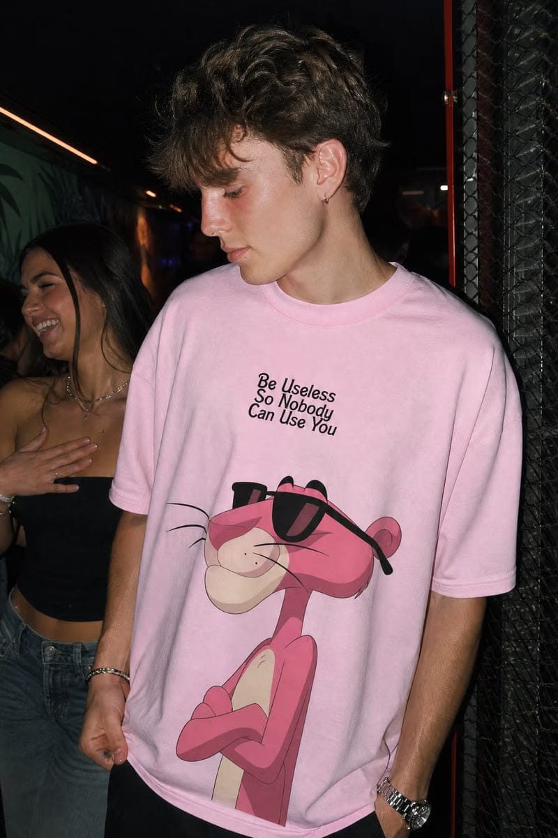 Forfksake Pink Panther Useless Graphic T-Shirt Pink