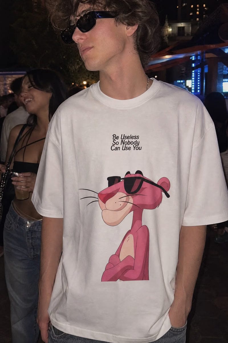 Forfksake Pink Panther Useless Graphic T-Shirt White