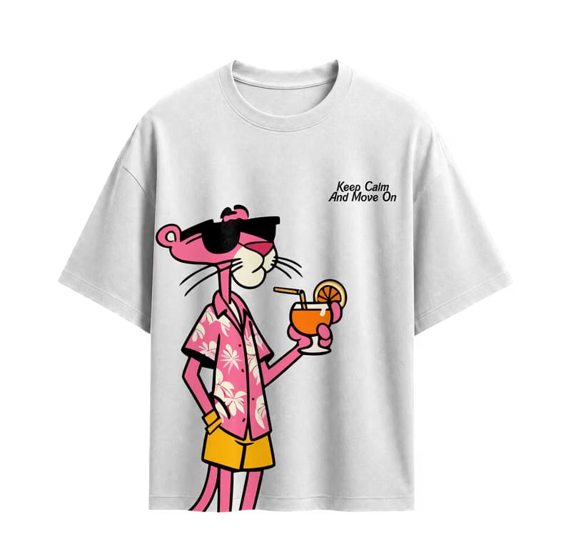 Forfksake Pink Panther Vacation Drip T-Shirt White
