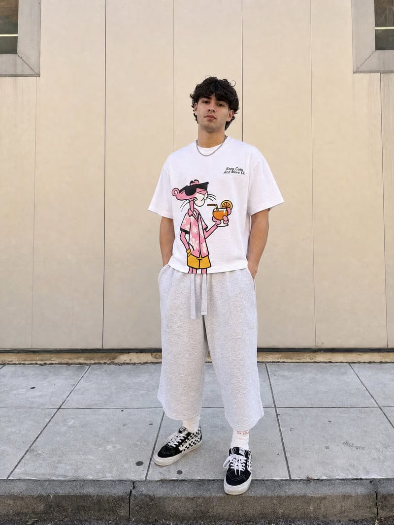 Forfksake Pink Panther Vacation Drip T-Shirt White
