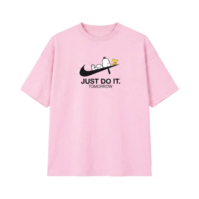 Forfksake Snoopy Tomorrow Procrastination T-shirt Pink