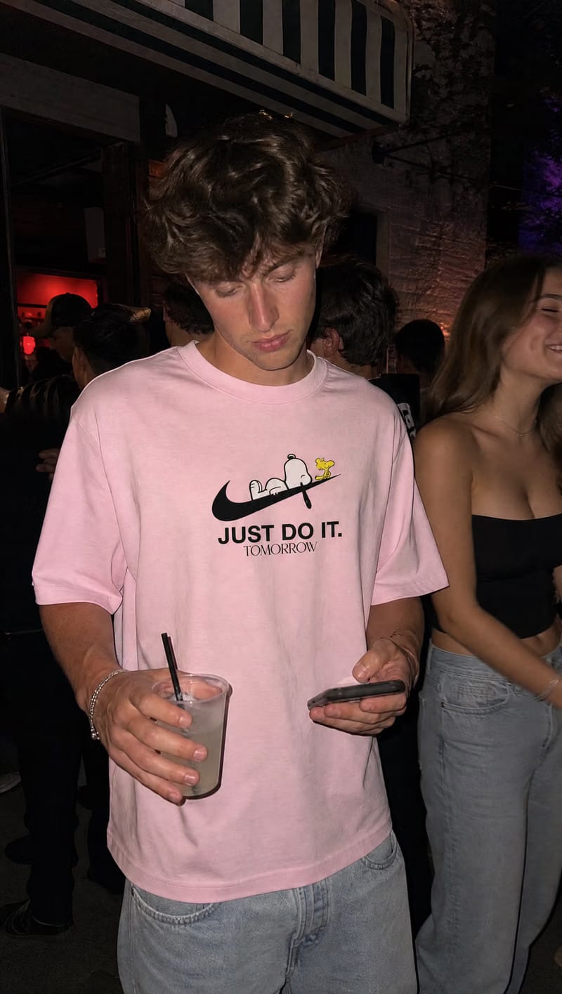 Forfksake Snoopy Tomorrow Procrastination T-shirt Pink