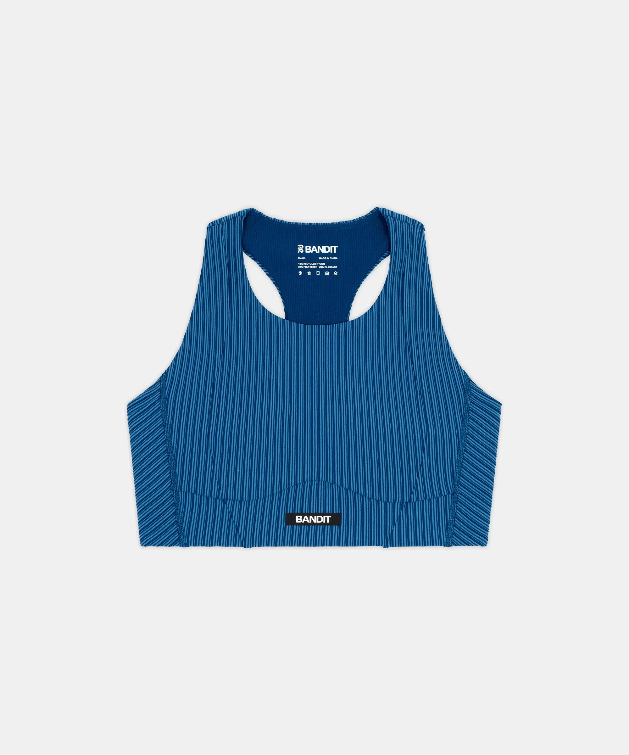 Bandit Womens Striped Cadence Longline Bra Ink Blue Aegean