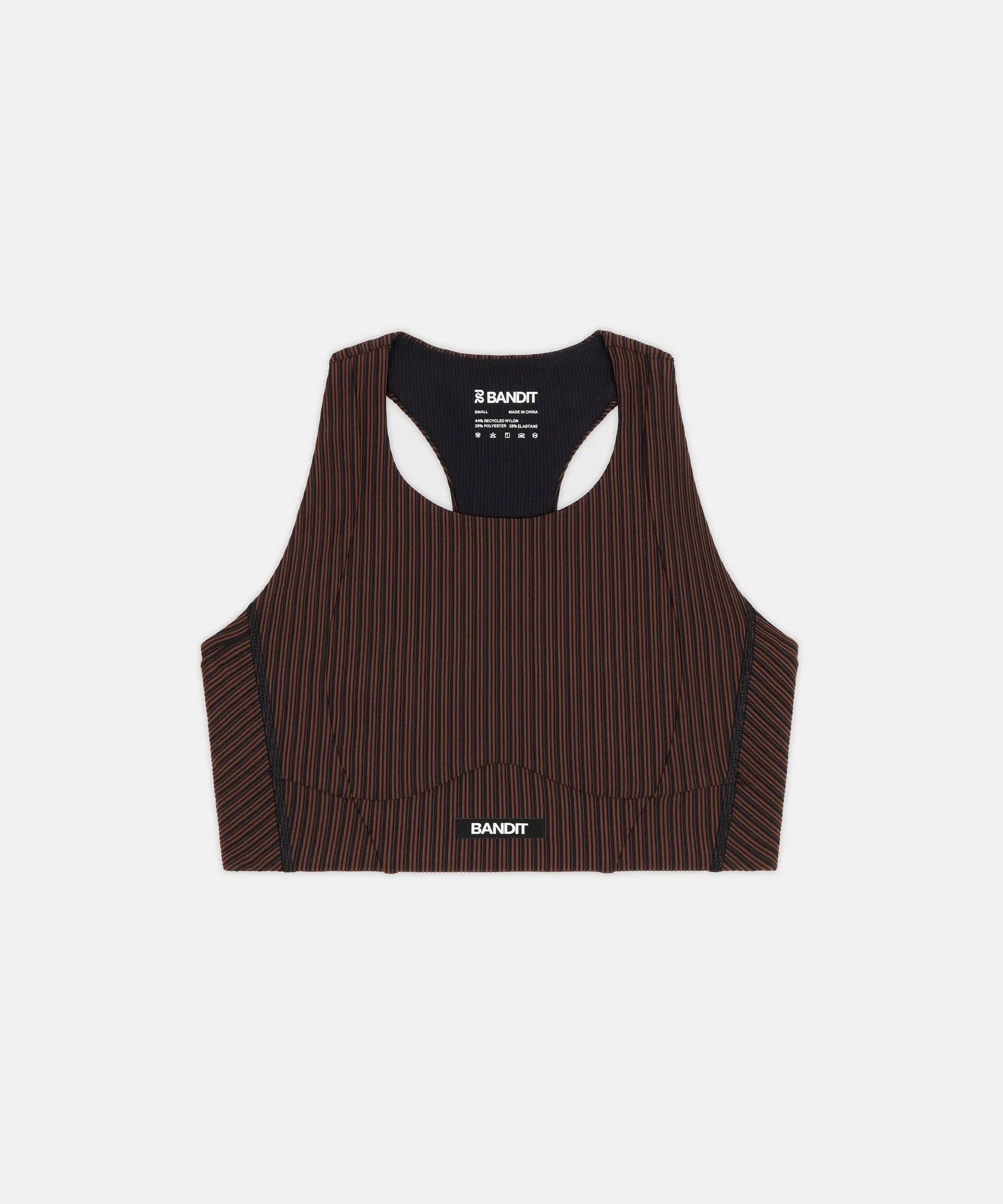 Bandit Womens Striped Cadence Longline Bra Cacao Black