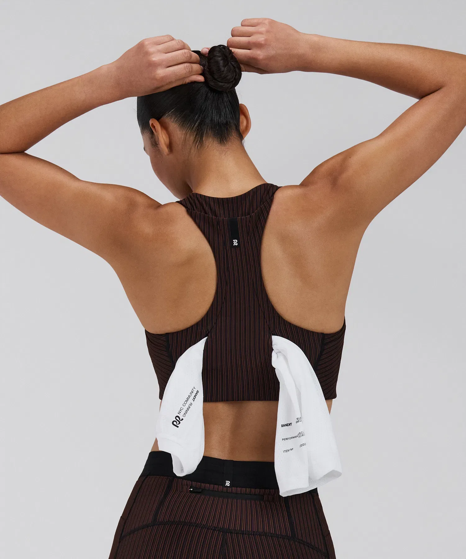 Bandit Womens Striped Cadence Longline Bra Cacao Black