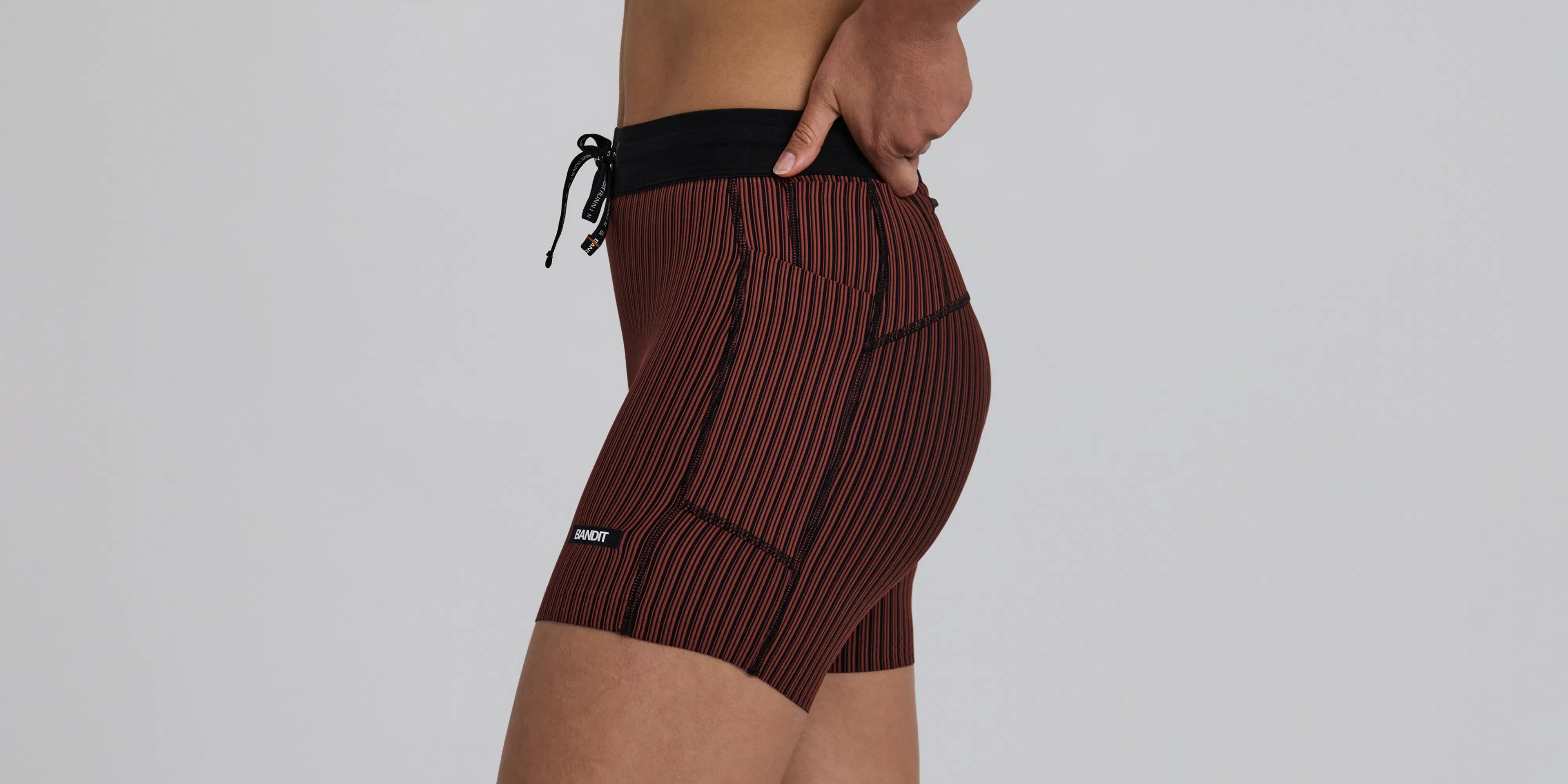 Bandit Womens Striped Cadence 5 Compression Shorts Mahogany Black
