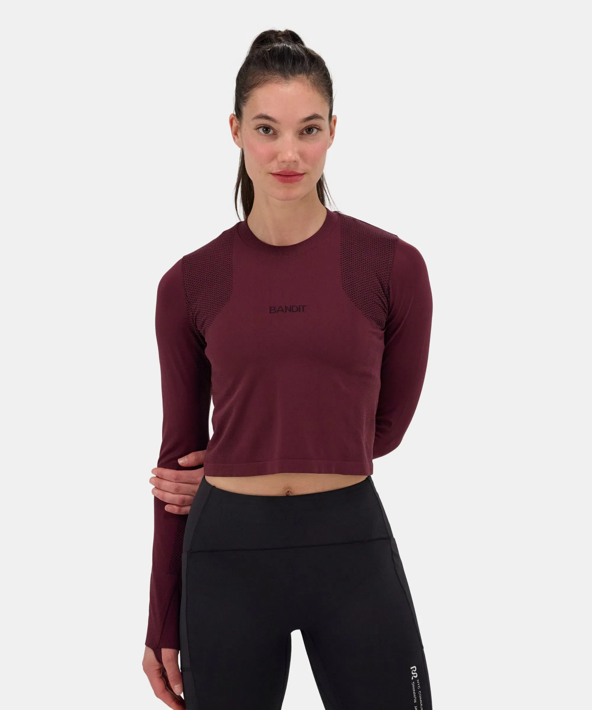 Bandit Womens Mercury Seamless Long Sleeve Crop Fig