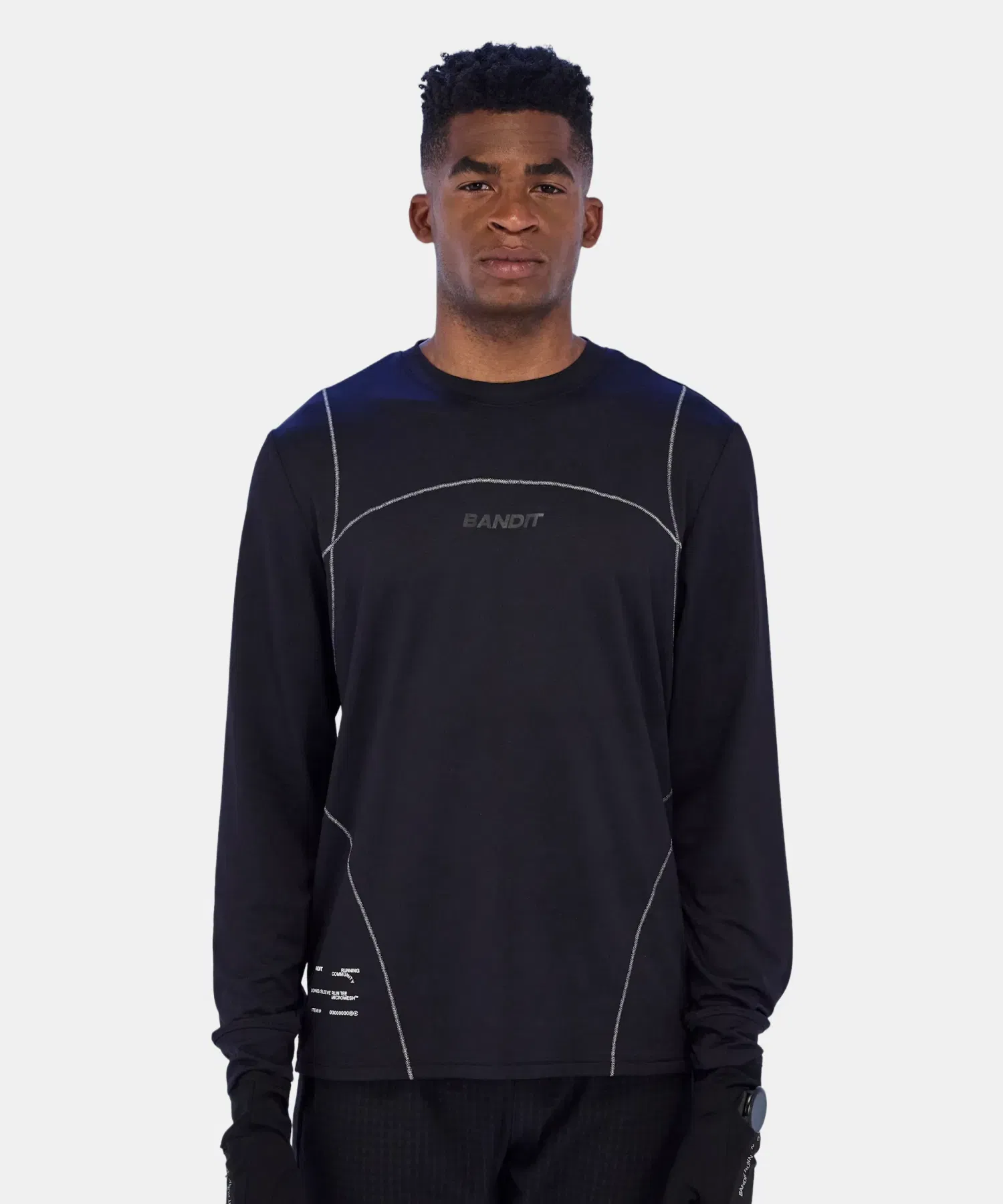 Bandit Mens Micromesh Reflecto Stitch Long Sleeve T-Shirt Black