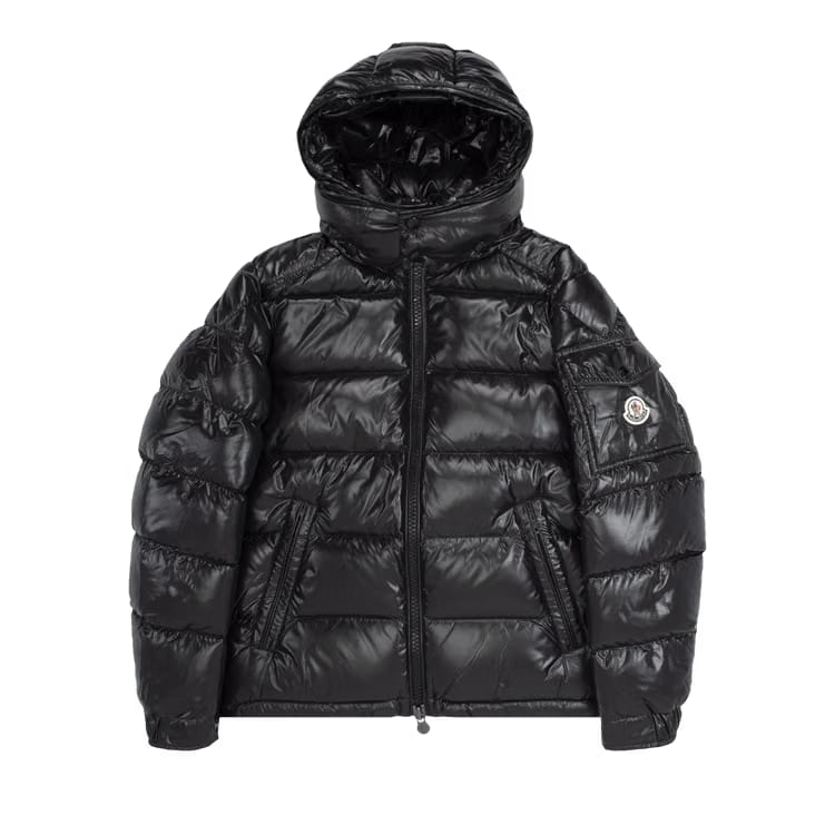 Moncler Maya Hooded Puffer Shiny Jacket Black
