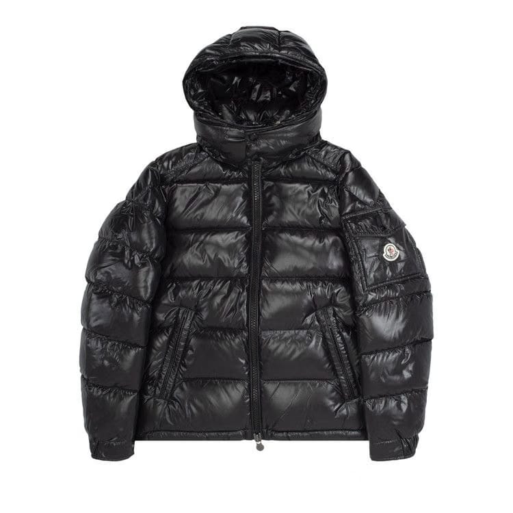Moncler Maya Hooded Puffer Shiny Jacket Black