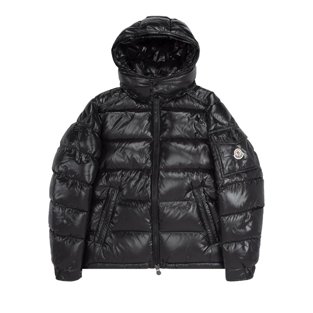 Moncler Maya Hooded Puffer Shiny Jacket Black