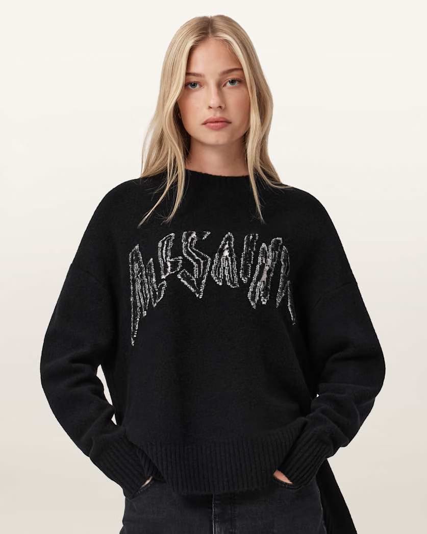 AllSaints Zinc Jacquard Graphic Sweater Women's Black/Chalk White Women's