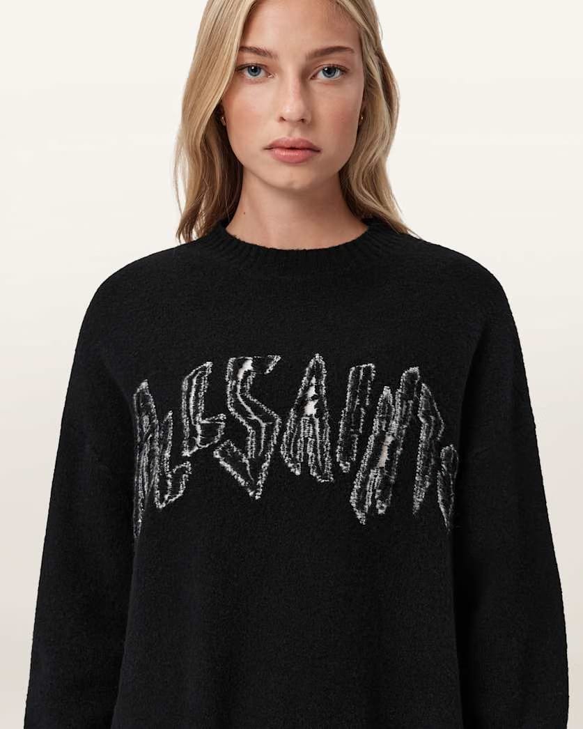 AllSaints Zinc Jacquard Graphic Sweater Women's Black/Chalk White Women's