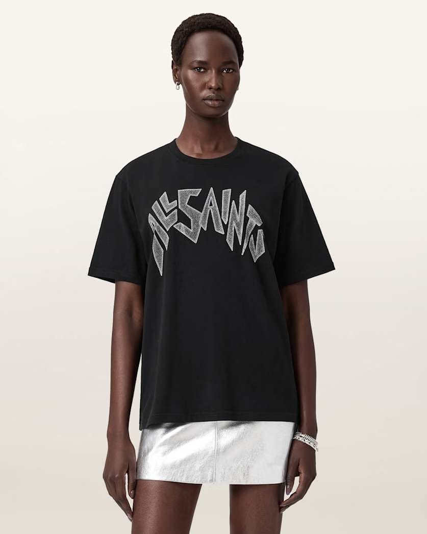 AllSaints Zinc Boyfriend T Shirt Women's Black Women's