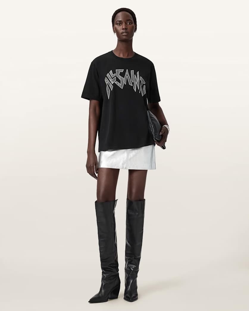 AllSaints Zinc Boyfriend T Shirt Women's Black Women's