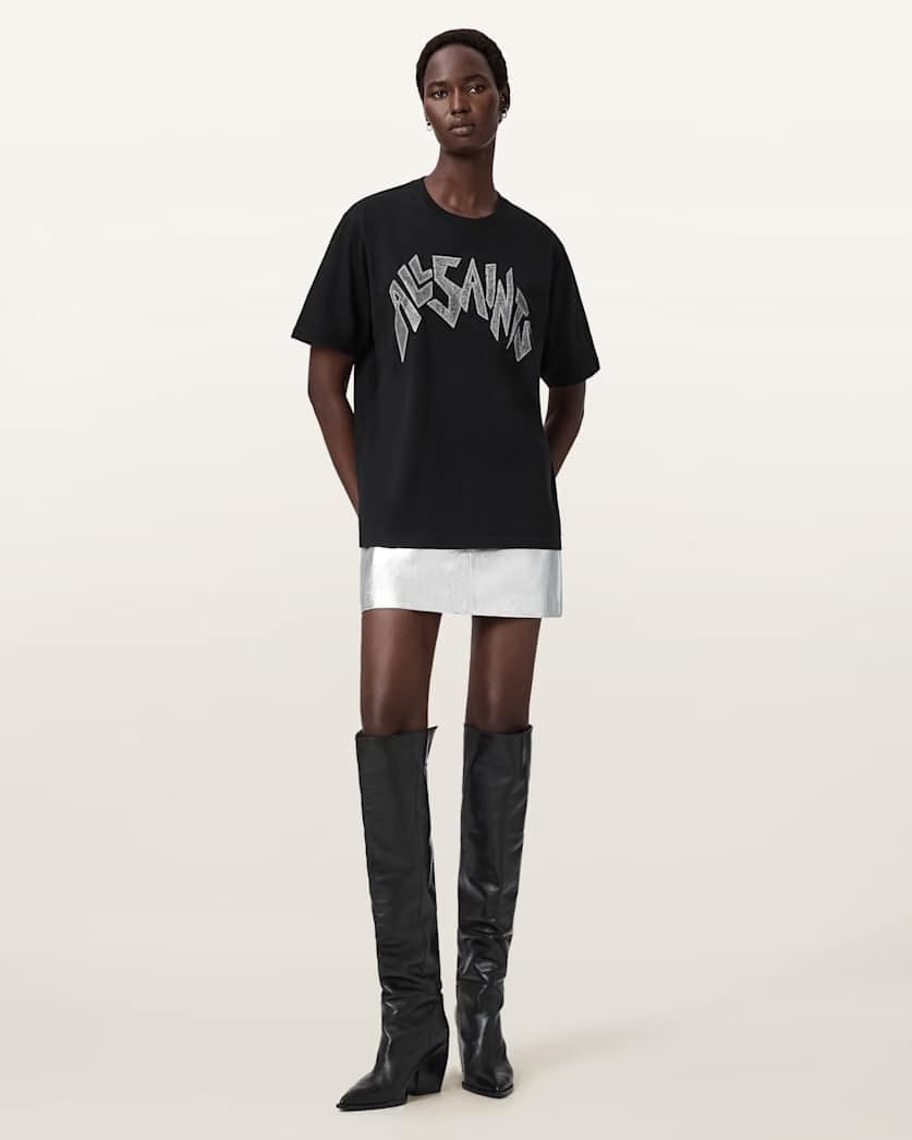AllSaints Zinc Boyfriend T Shirt Women's Black Women's