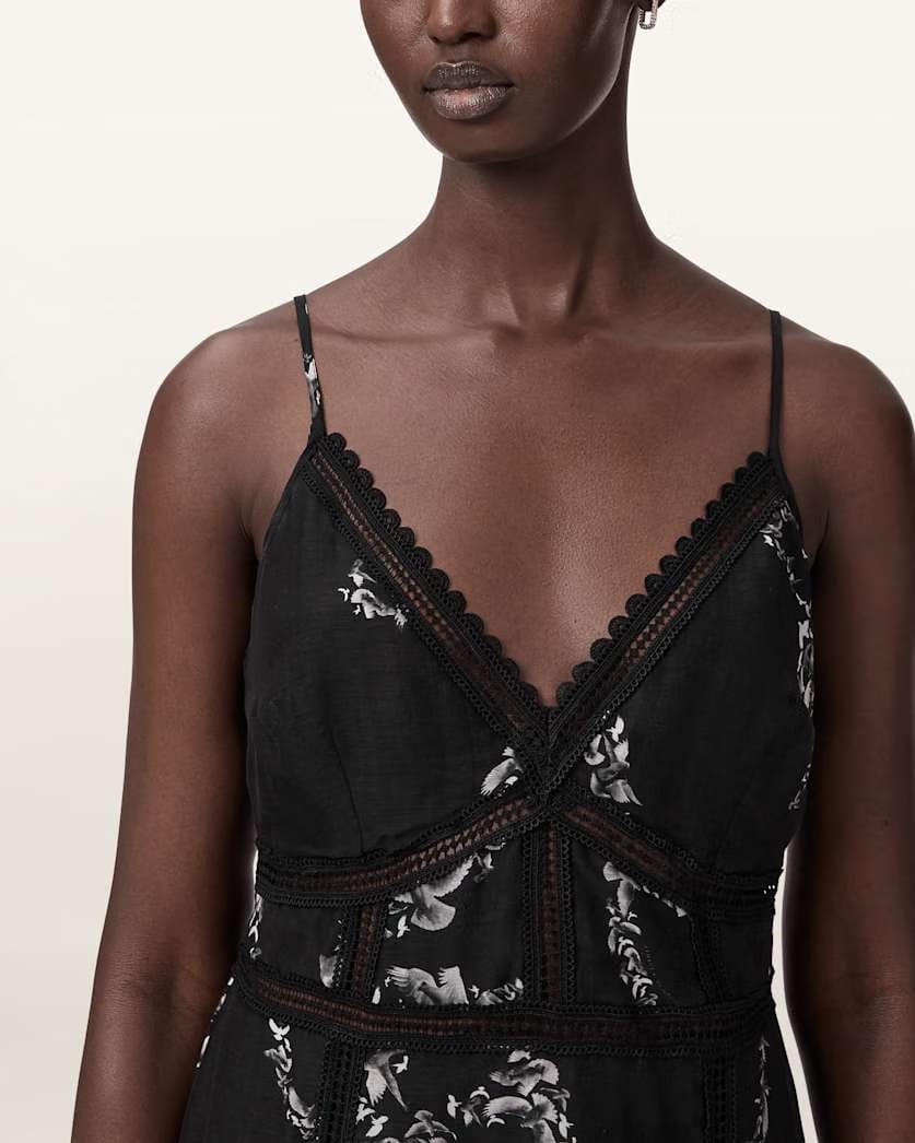 AllSaints Zia Asymmetric Mini Dress Women's Flight Black Women's