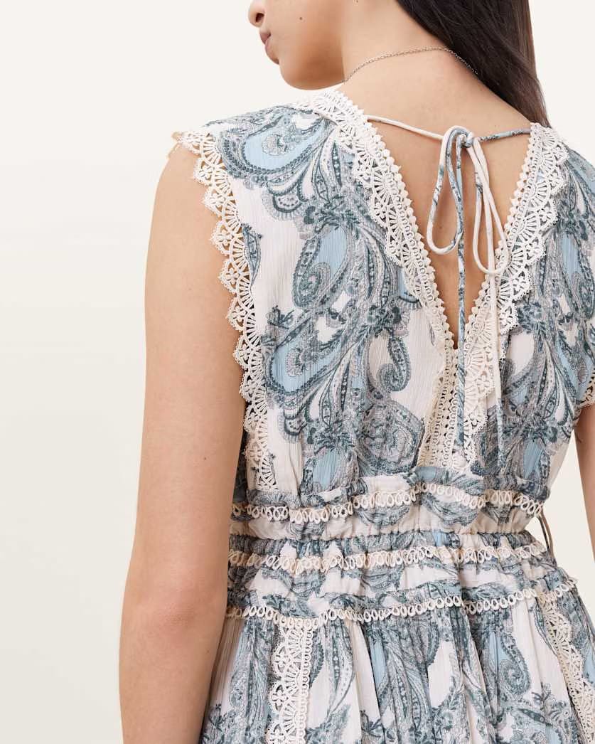 AllSaints Xanthe Lace Trimmed Maxi Dress Women's Lita Soft Blue Women's