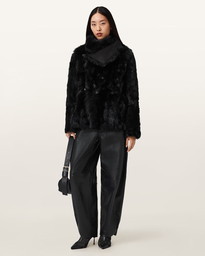 AllSaints Wilton Reversible Shearling Jacket Women's Black Women's