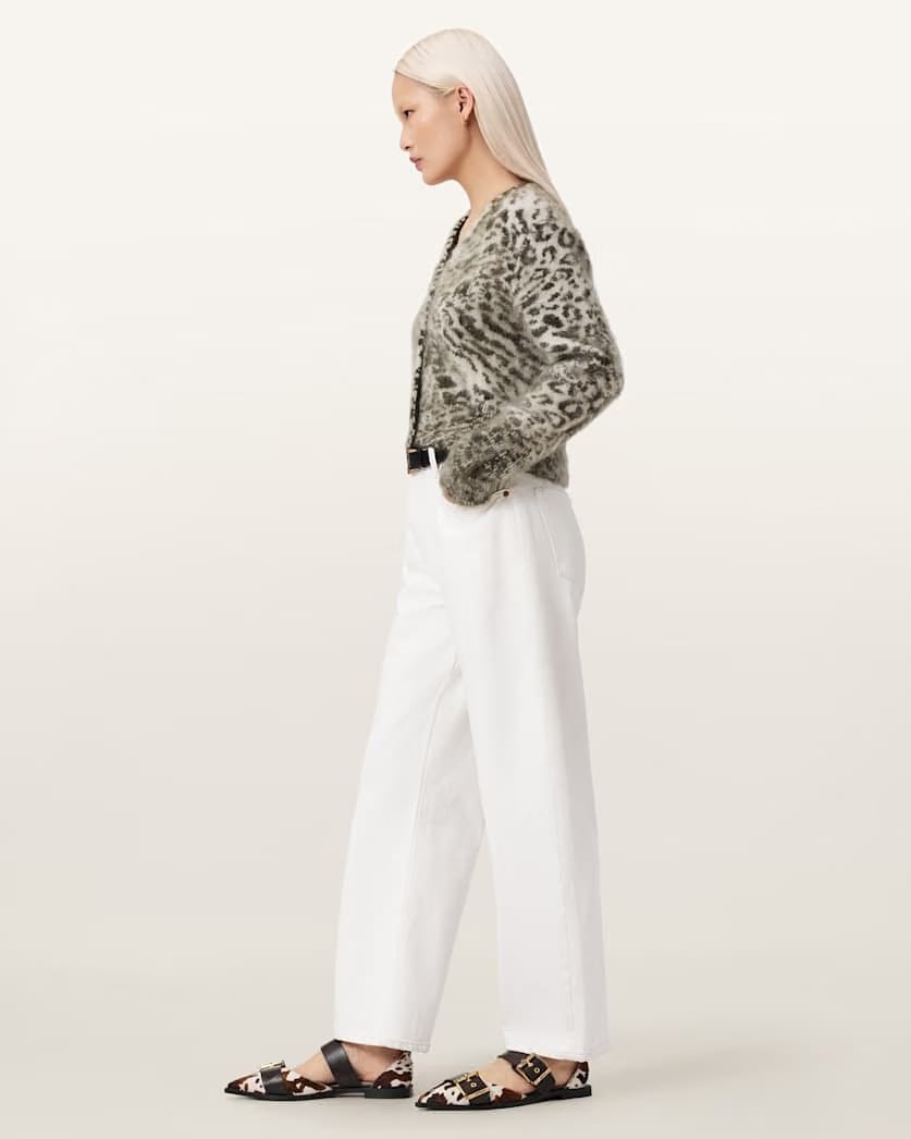 AllSaints Wick Amur Jacquard Cardigan Women's Chalk White/Green Women's