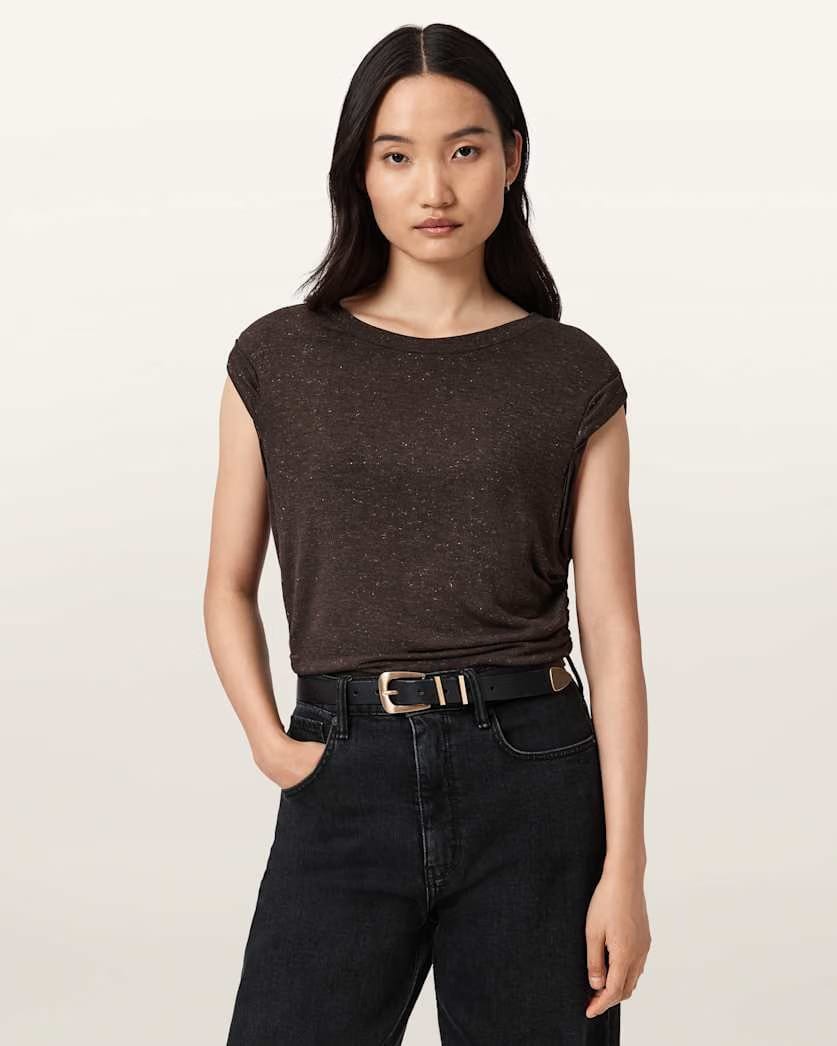 AllSaints West Shimmer Tank Top Women's Stone White Women's