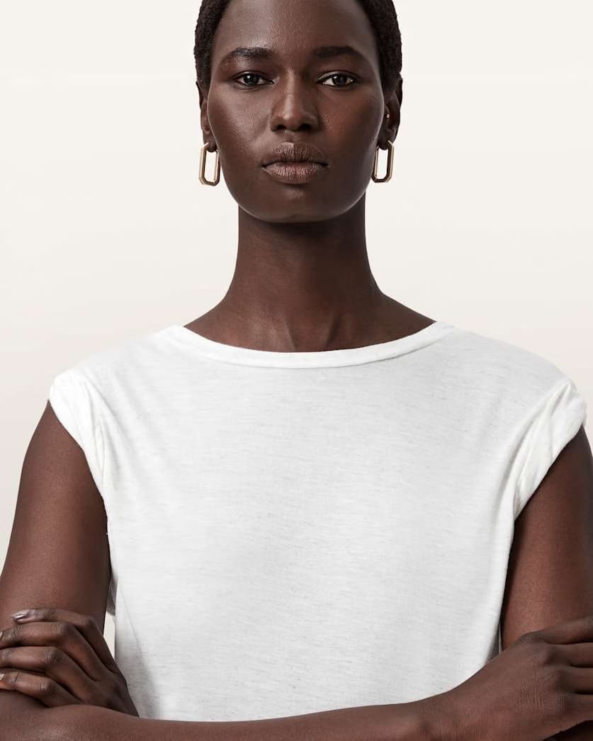 AllSaints West Shimmer Tank Top Women's Stone White Women's