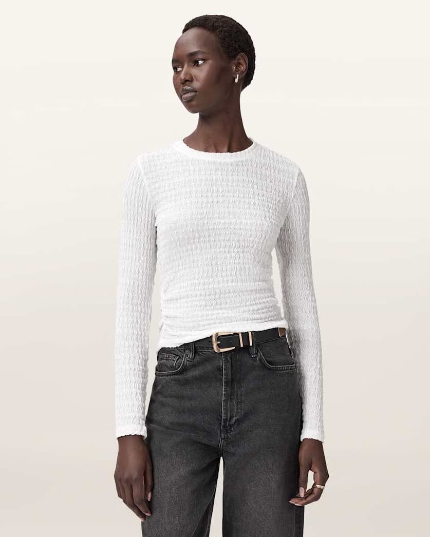 AllSaints West Long Sleeve Top Women's White Women's