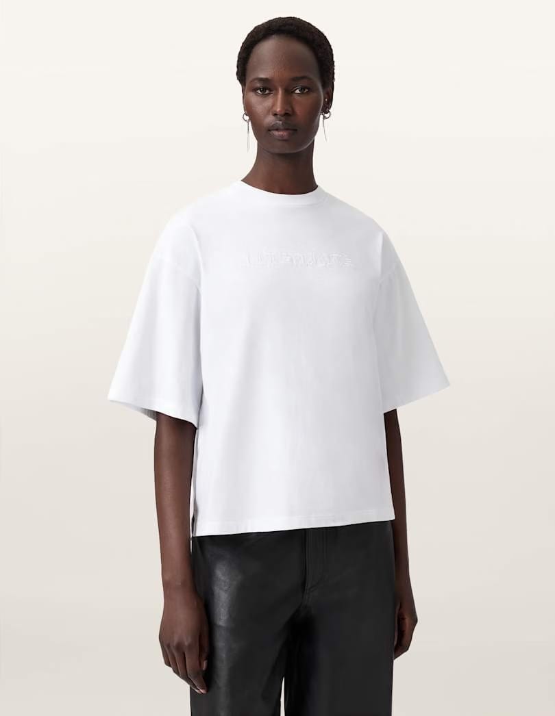 AllSaints Vision Amelie Oversized T-Shirt Women's Optic White Women's