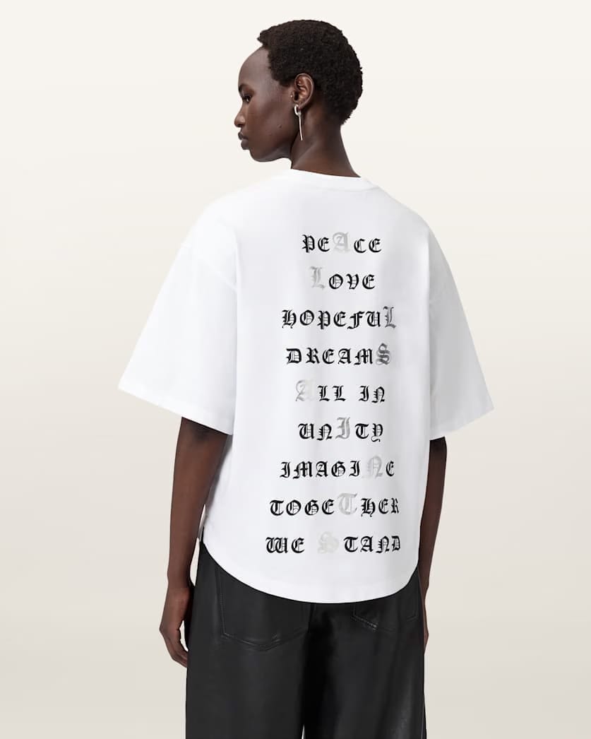 AllSaints Vision Amelie Oversized T-Shirt Women's Optic White Women's