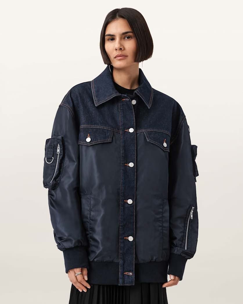 AllSaints Verity Relaxed Fit Bomber Jacket Women's Khaki Green Women's