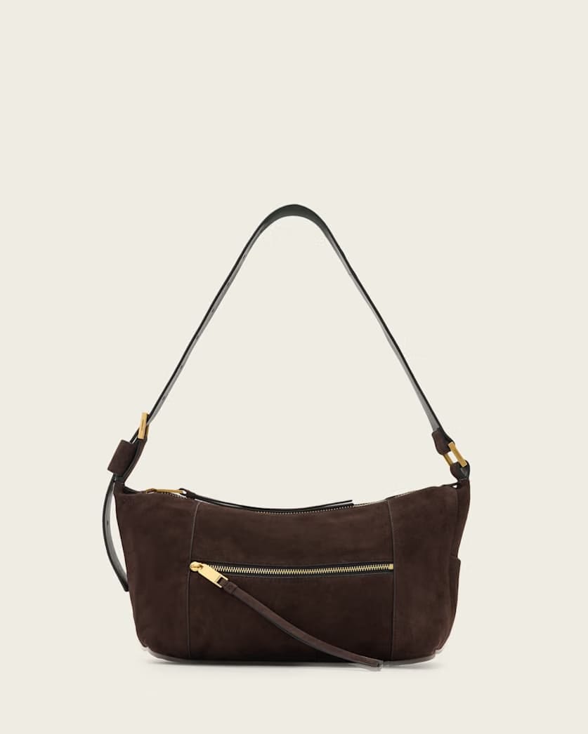 AllSaints Vega Suede Shoulder Bag Women's Bitter Brown Women's