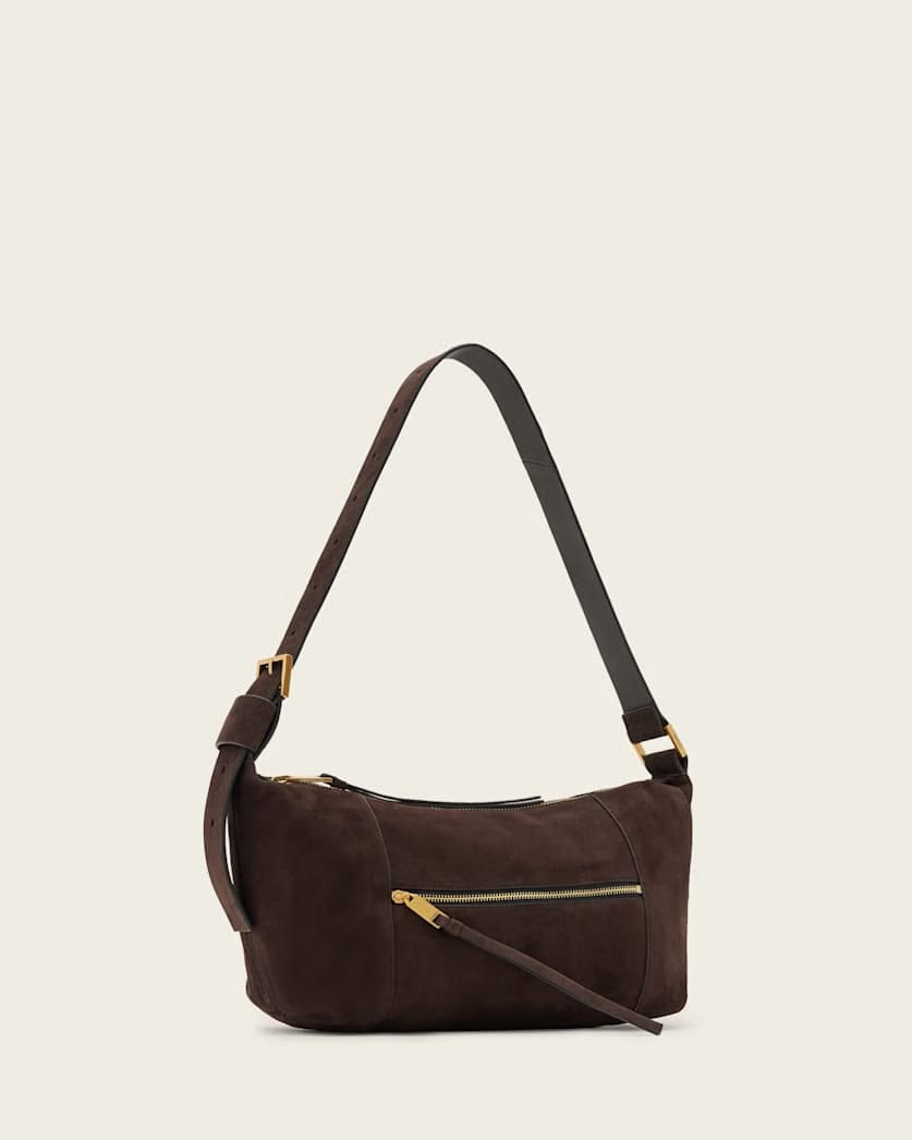 AllSaints Vega Suede Shoulder Bag Women's Bitter Brown Women's